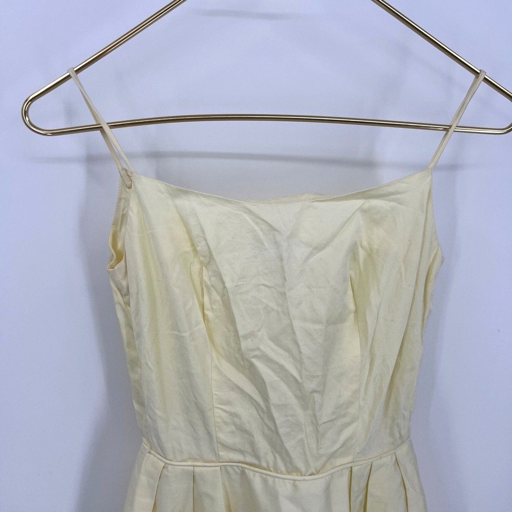 Vintage‎ 50s Dress Butter Yellow Eyelet Hem Spaghetti Straps Balloon Hem Bow XXS - Picture 5 of 8